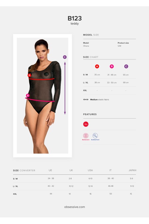 Body transparent stralucitor OBSESSIVE B123 negru