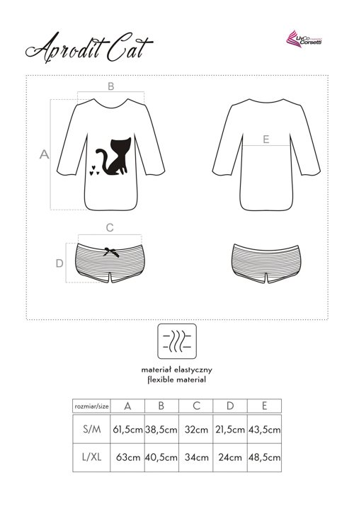 Pijama doua piese model pisica APRODIT roz